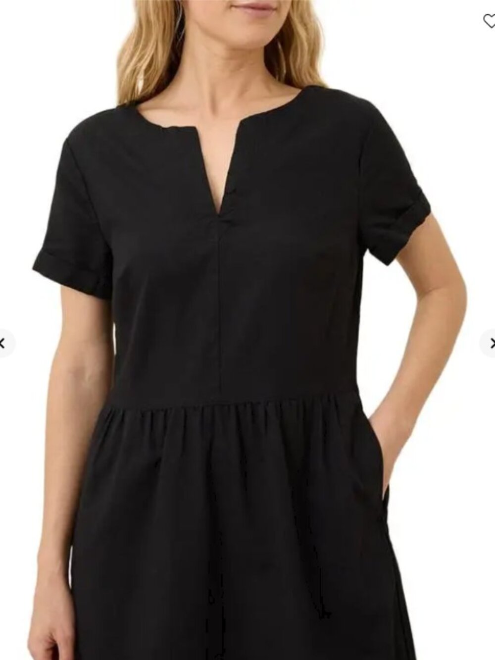 EUC! PACT Canopy Linen Notch Neck Dress Black Size 8